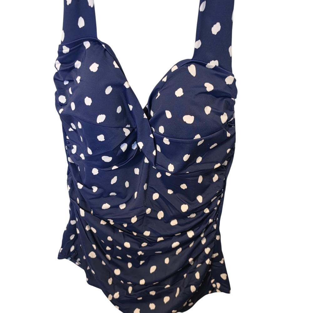 Simply Slim Womens Sailor Dot One Piece Swimsuit Navy Blue White XL 16-18 NEW